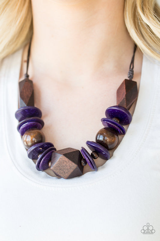 Paparazzi - Pacific Paradise - Purple Wooden Necklace