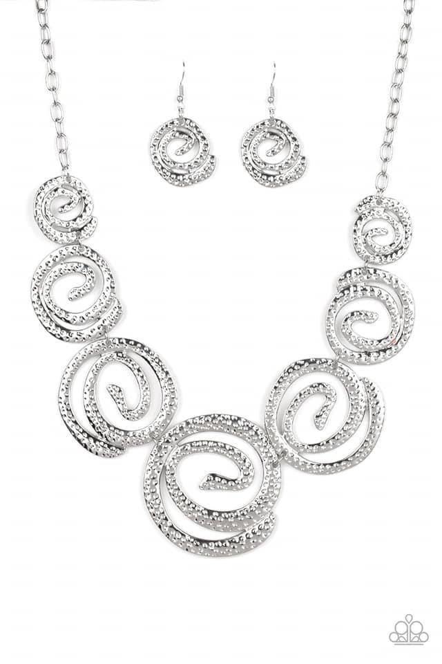 Paparazzi- Statement Swirl Silver Necklace