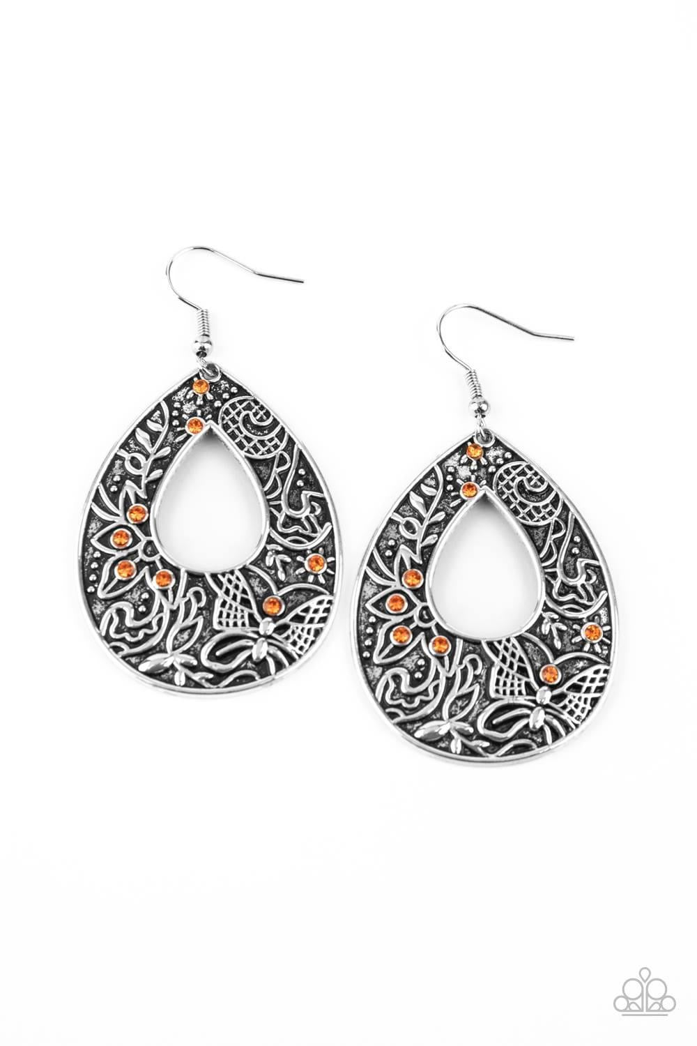 Paparazzi- Botanical Butterfly - Orange Earrings