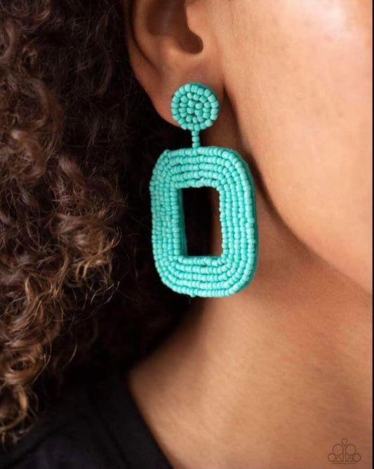 Paparazzi- Beaded Bella - Blue Earrings