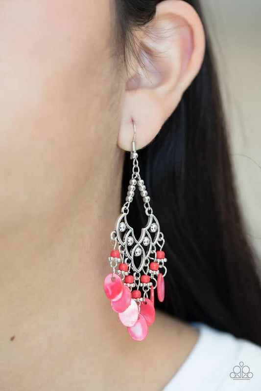 Paparazzi - Shore Bait - Red Earrings