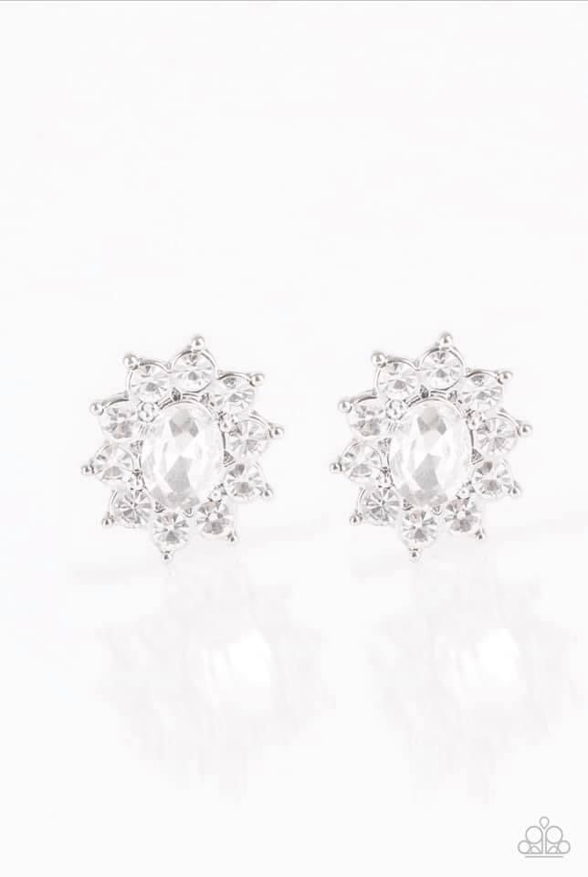 Paparazzi - Starry Nights White Post Earrings