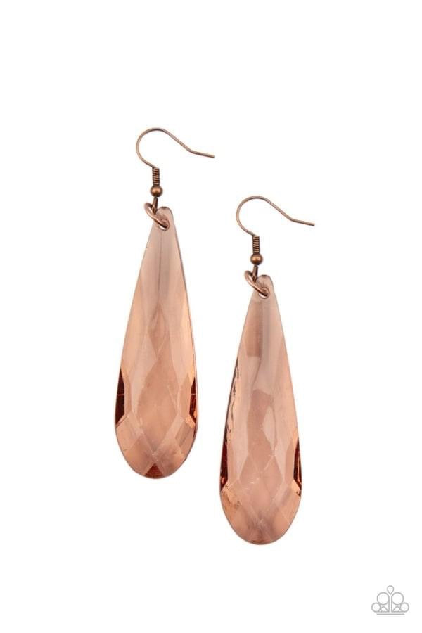 Paparazzi - Crystal Crowns Copper Earrings