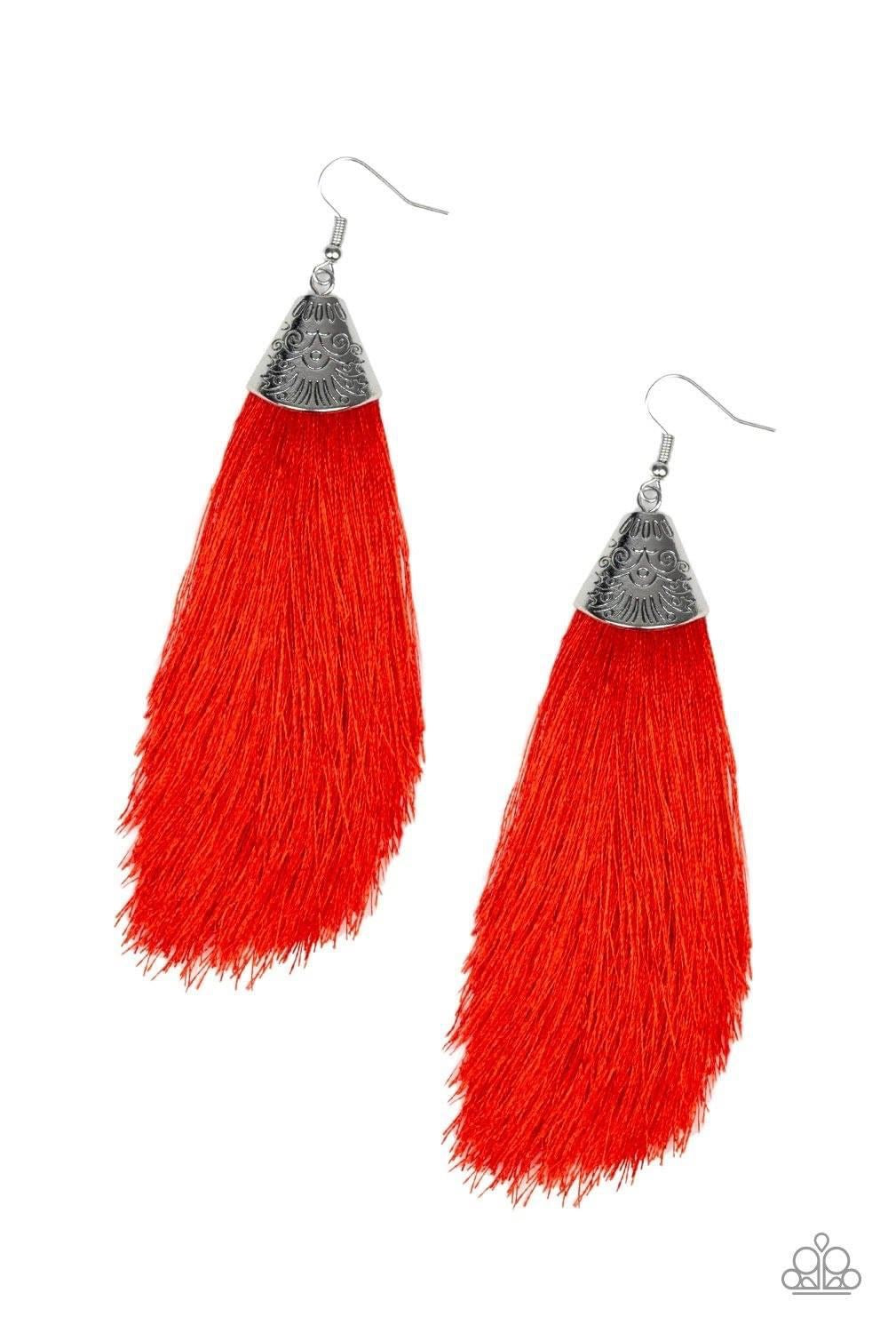 Paparazzi - Tassel Temptress - Red Earrings