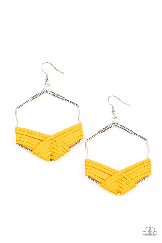 Paparazzi - Suede Solstice - Yellow Earrings