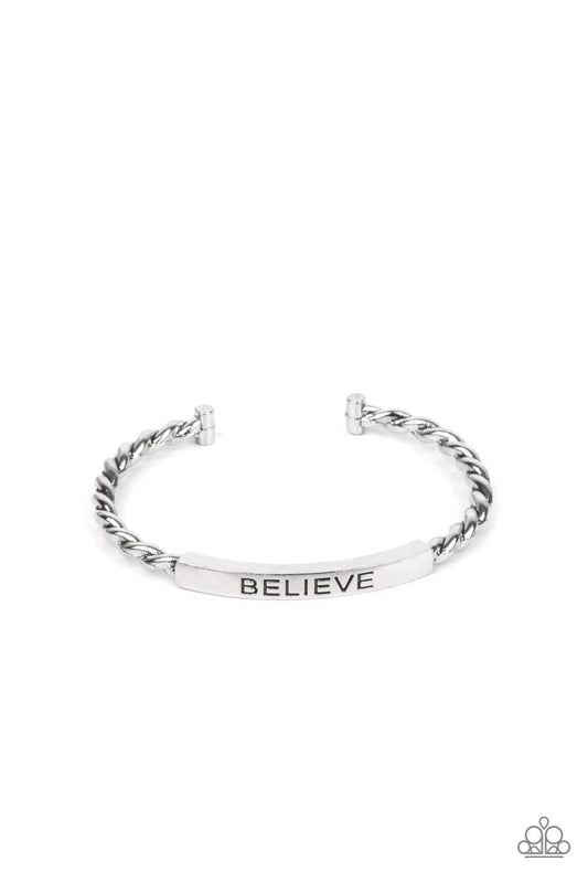 Paparazzi - Keep Calm and Believe Silver Bracelet