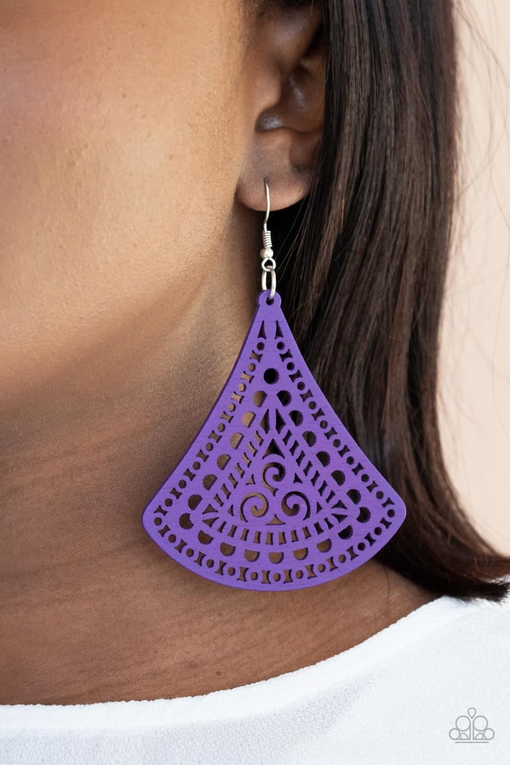 Paparazzi- Fan To Fan Purple Earrings