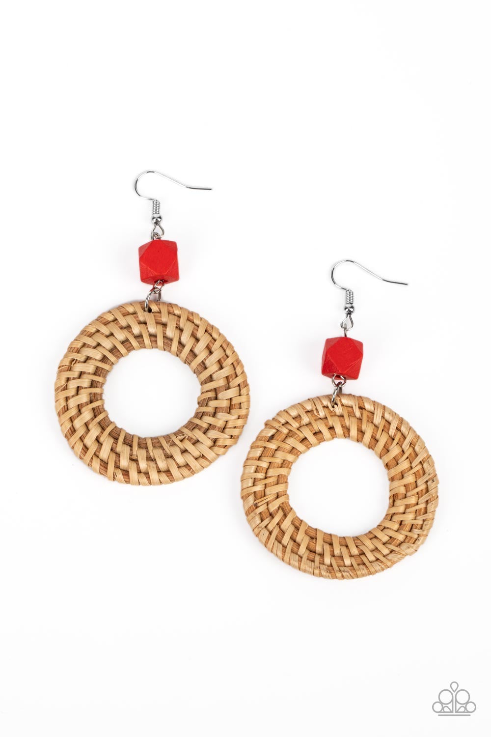 Paparazzi - Wildly Wicker - Red Earrings