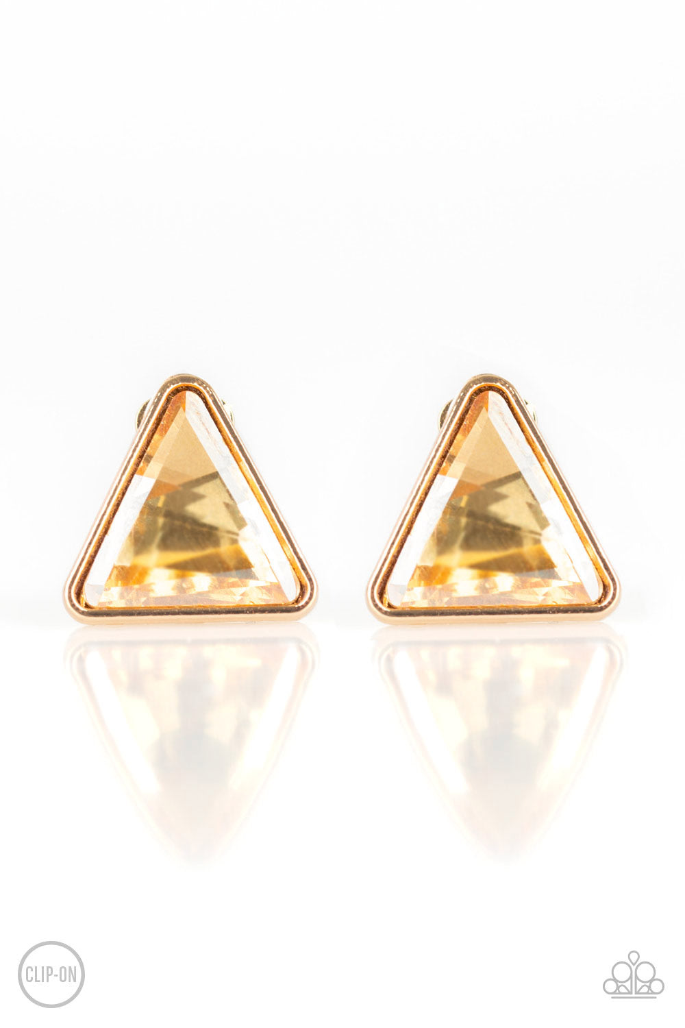 Paparazzi - Timeless In Triangles - Gold Clip-On Earrings