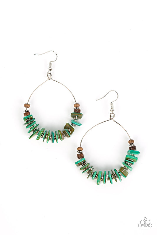 Paparazzi - Hawaiian Kiss Green Earrings