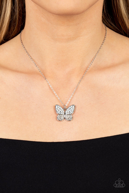 Paparazzi - Flutter Forte - White Butterfly Necklace