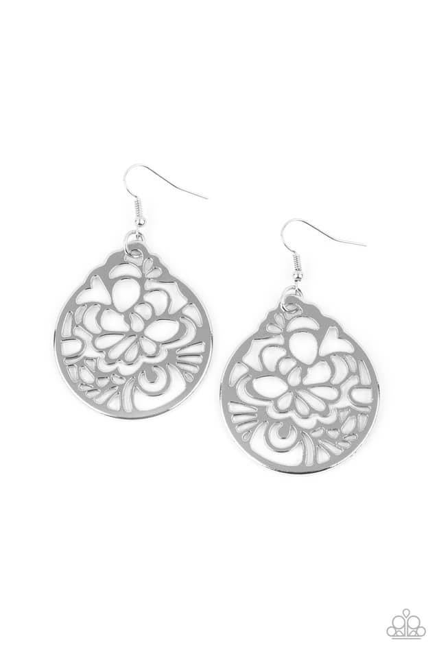 Paparazzi - Garden Mosaic Silver Earrings