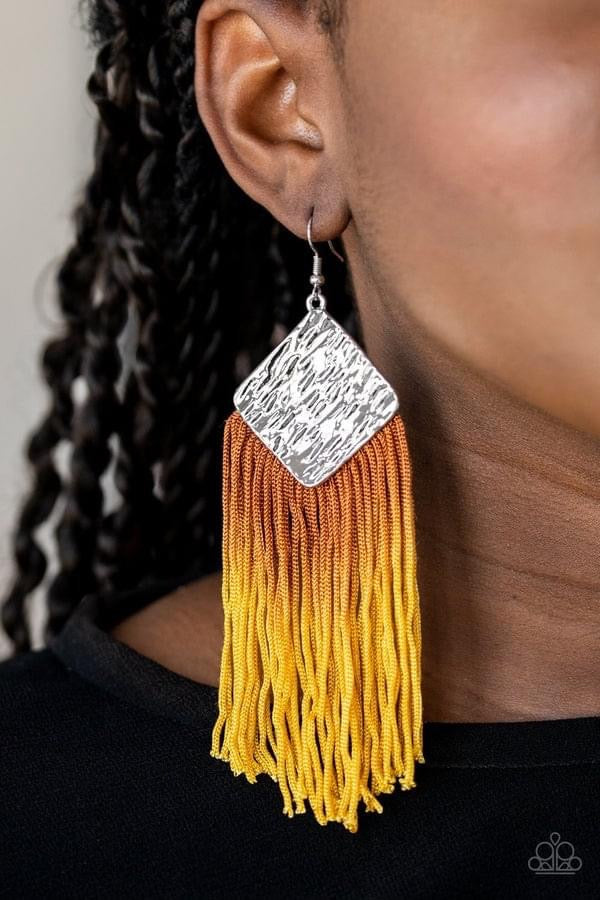 Paparazzi - DIP The Scales Yellow Earrings