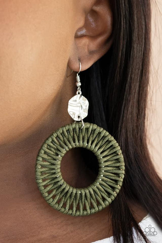 Paparazzi- Total Basket Case - Green Earrings