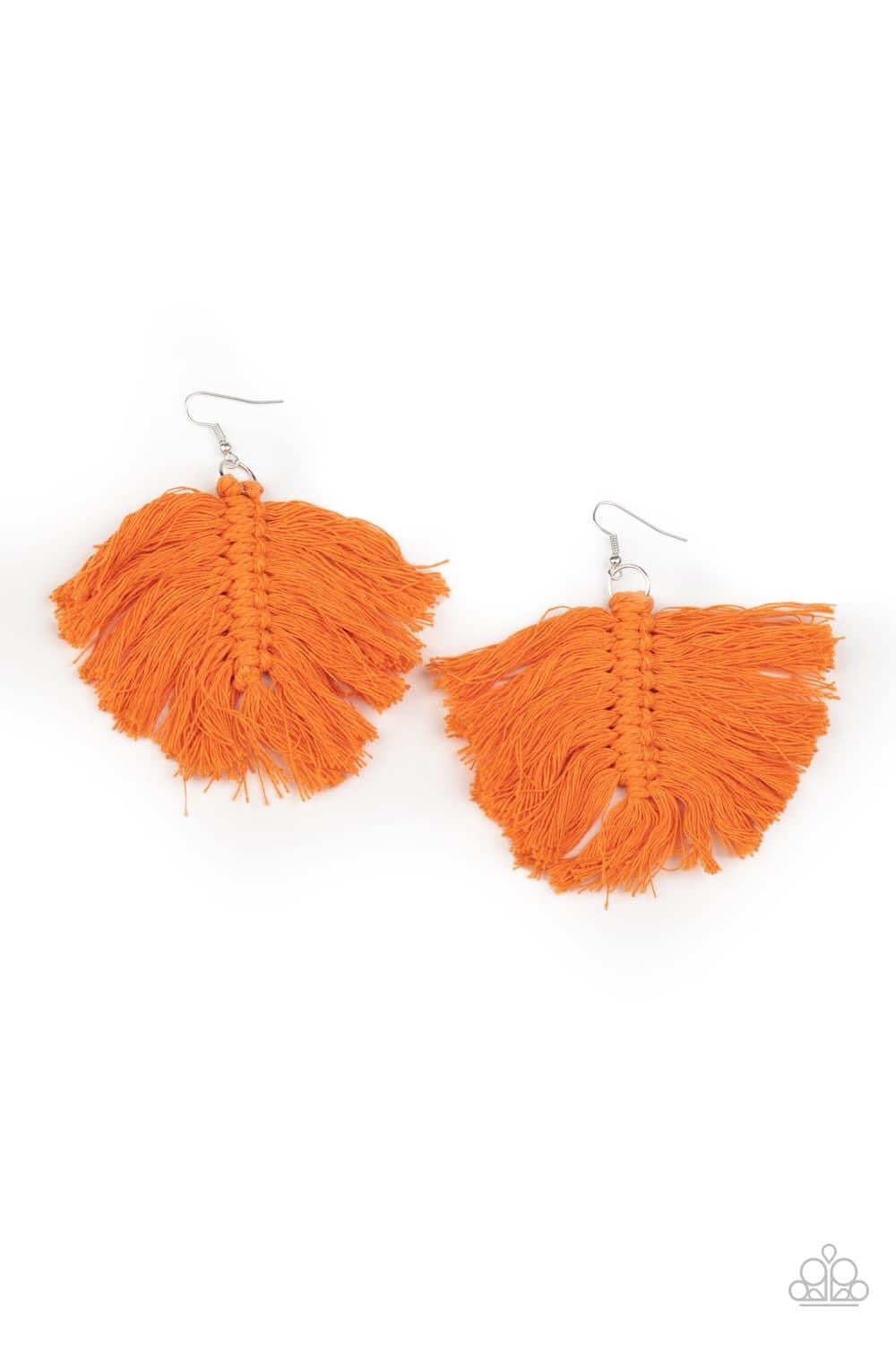 Paparazzi - Macrame Mamba - Orange Earrings