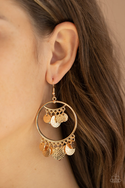 Paparazzi - All-CHIME High - Gold Earrings