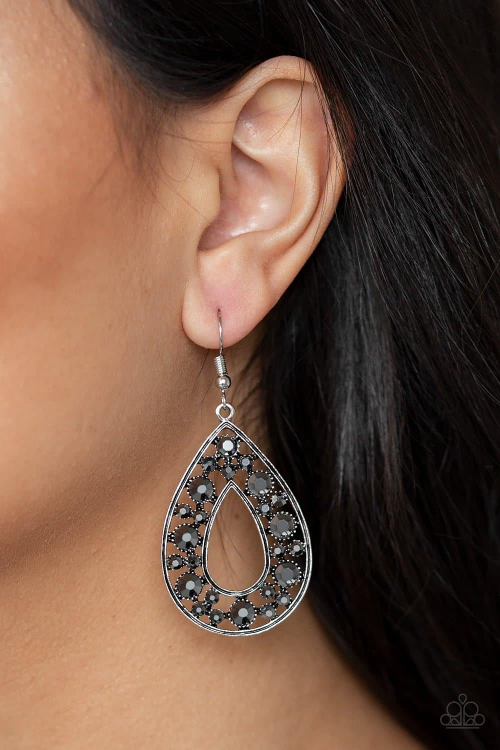 Paparazzi - Midnight Magic Silver Earrings