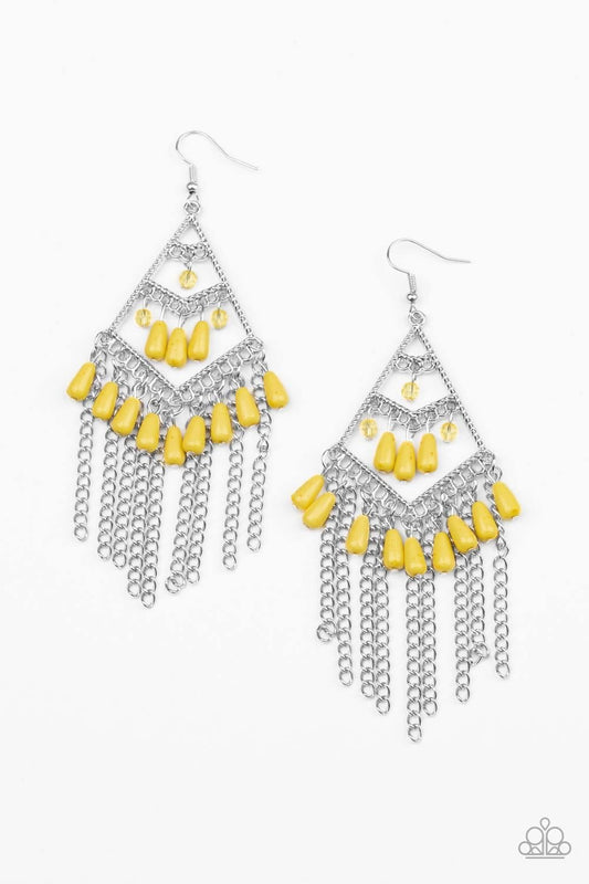 Paparazzi- Trending Transcendence - Yellow Earrings