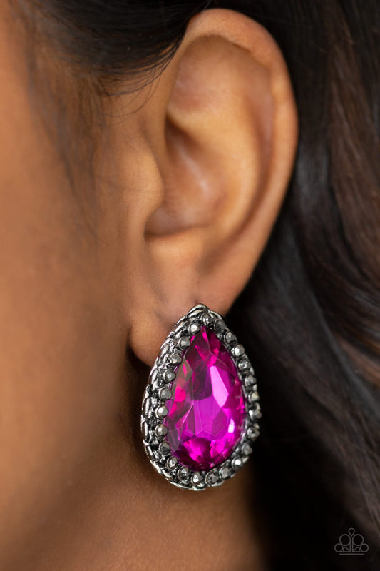 Paparazzi- Dare To Shine - Pink Post Earrings