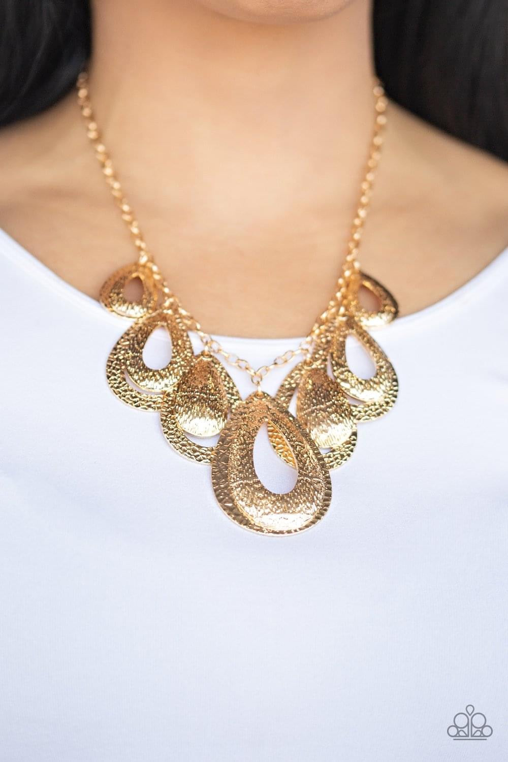 Paparazzi- Teardrop Tempest Gold Necklace