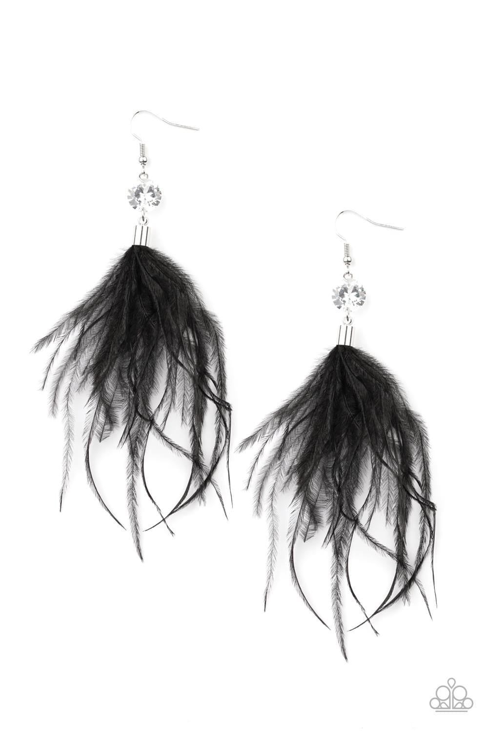 Paparazzi- Feathered Flamboyance Black Earrings