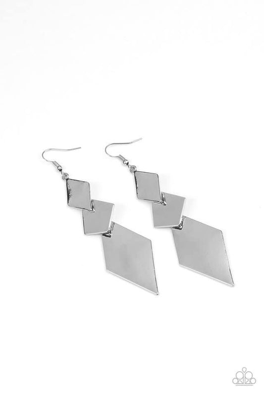 Paparazzi - Danger Ahead Silver Earrings