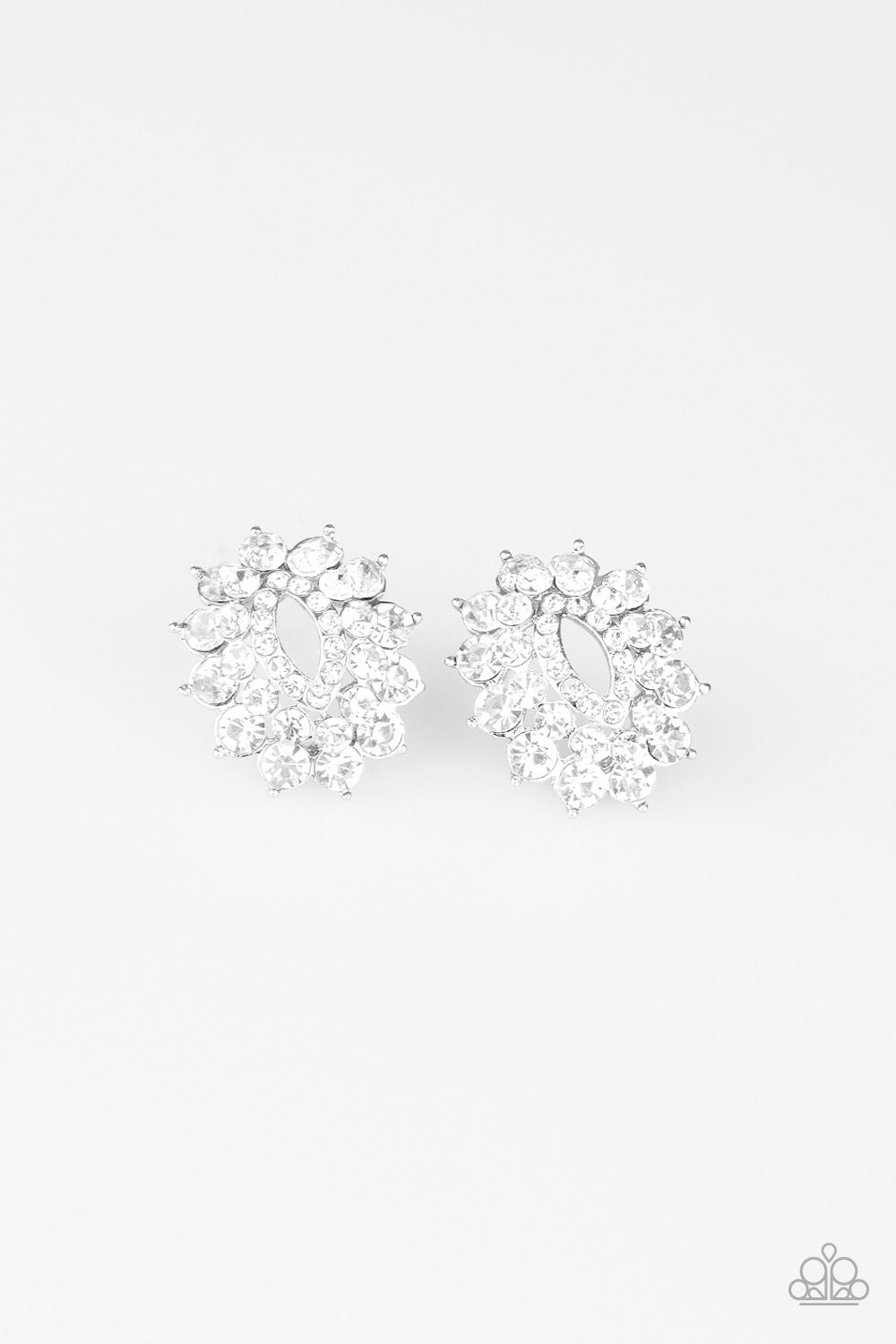 Paparazzi - Brighten The Moment - White Post Earrings