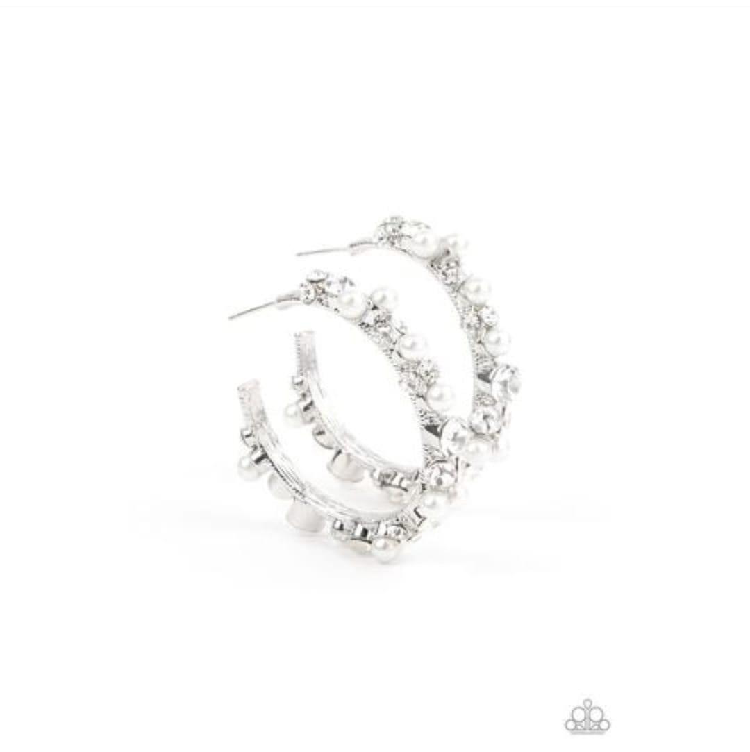 Paparazzi - Let There Be SOCIALITE - White Hoop Earrings