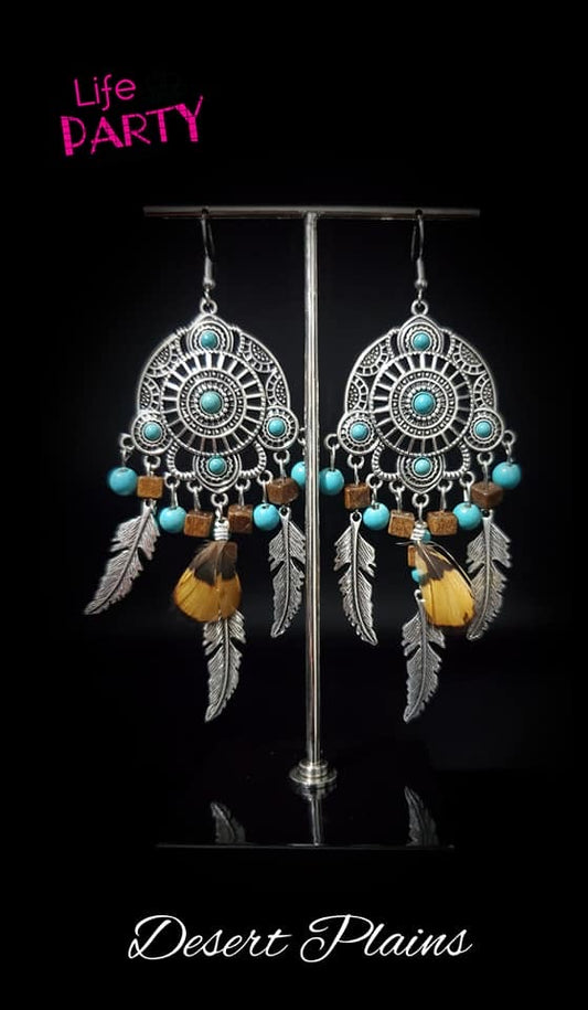 Paparazzi - October Life of the Party - Desert Plains Blue Earrings