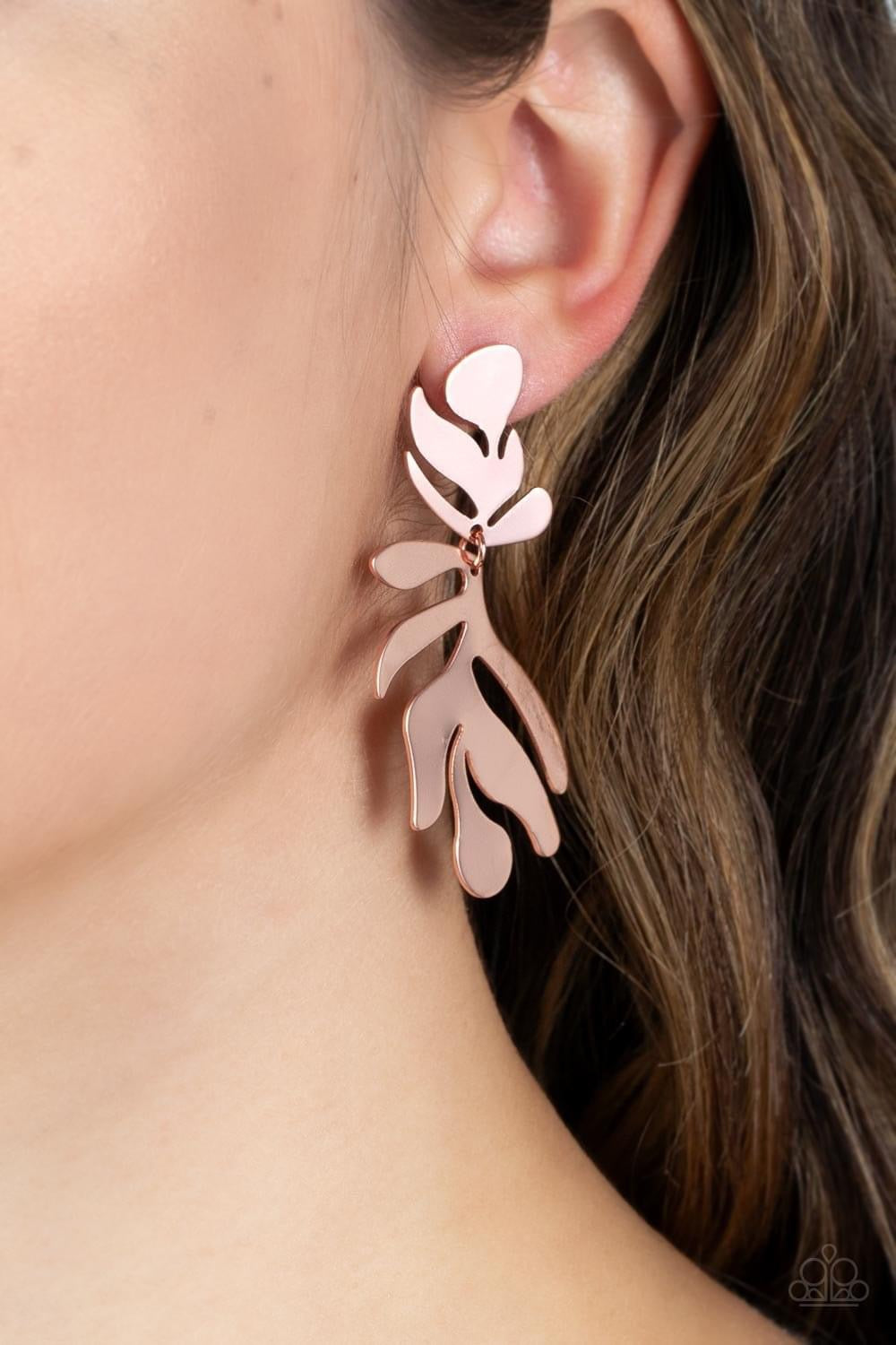 Paparazzi - Palm Picnic Copper Earrings