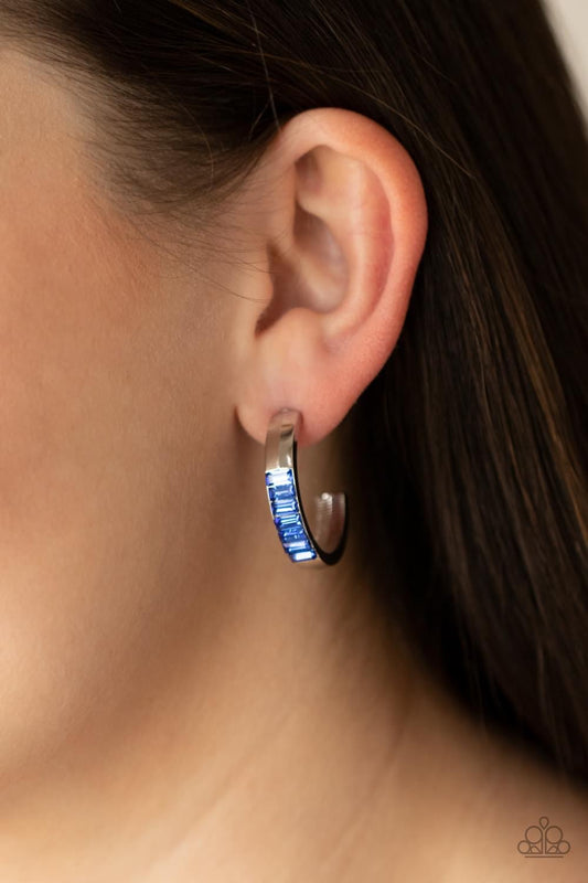 Paparazzi - Bursting With Brilliance - Blue Hoop Earrings