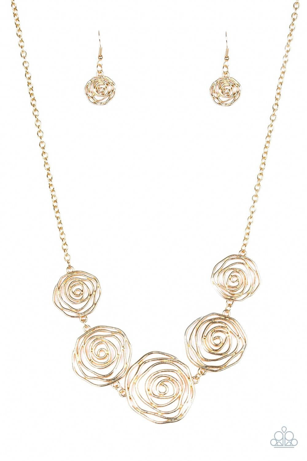 Paparazzi - Rosy Rosette - Gold Necklace