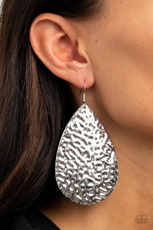 Paparazzi- Metallic Mirrors Silver Earrings