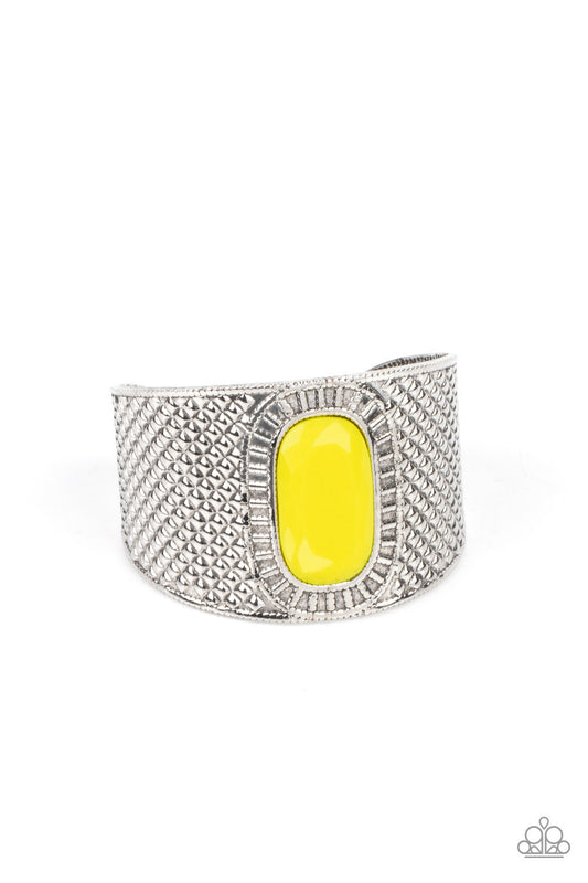 Paparazzi - Poshly Pharaoh - Yellow Cuff Bracelet