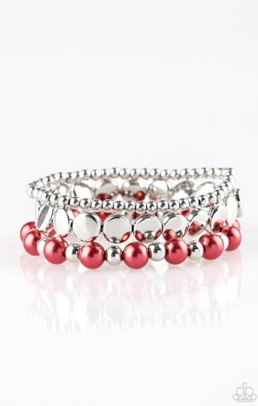 Paparazzi - Girly Girl Glamour - Red Bracelet