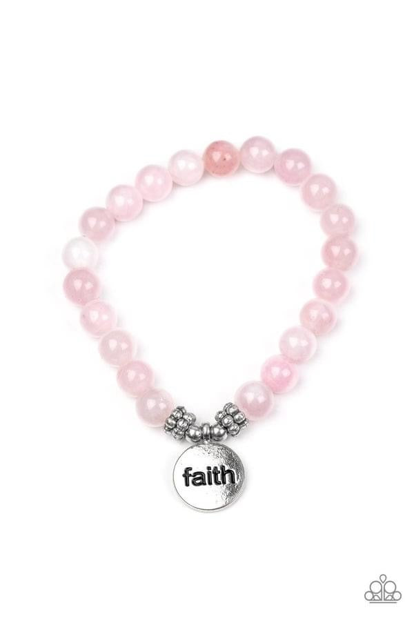 Paparazzi - FAITH IT, 'TILL YOU MAKE IT! - PINK FAITH BRACELET