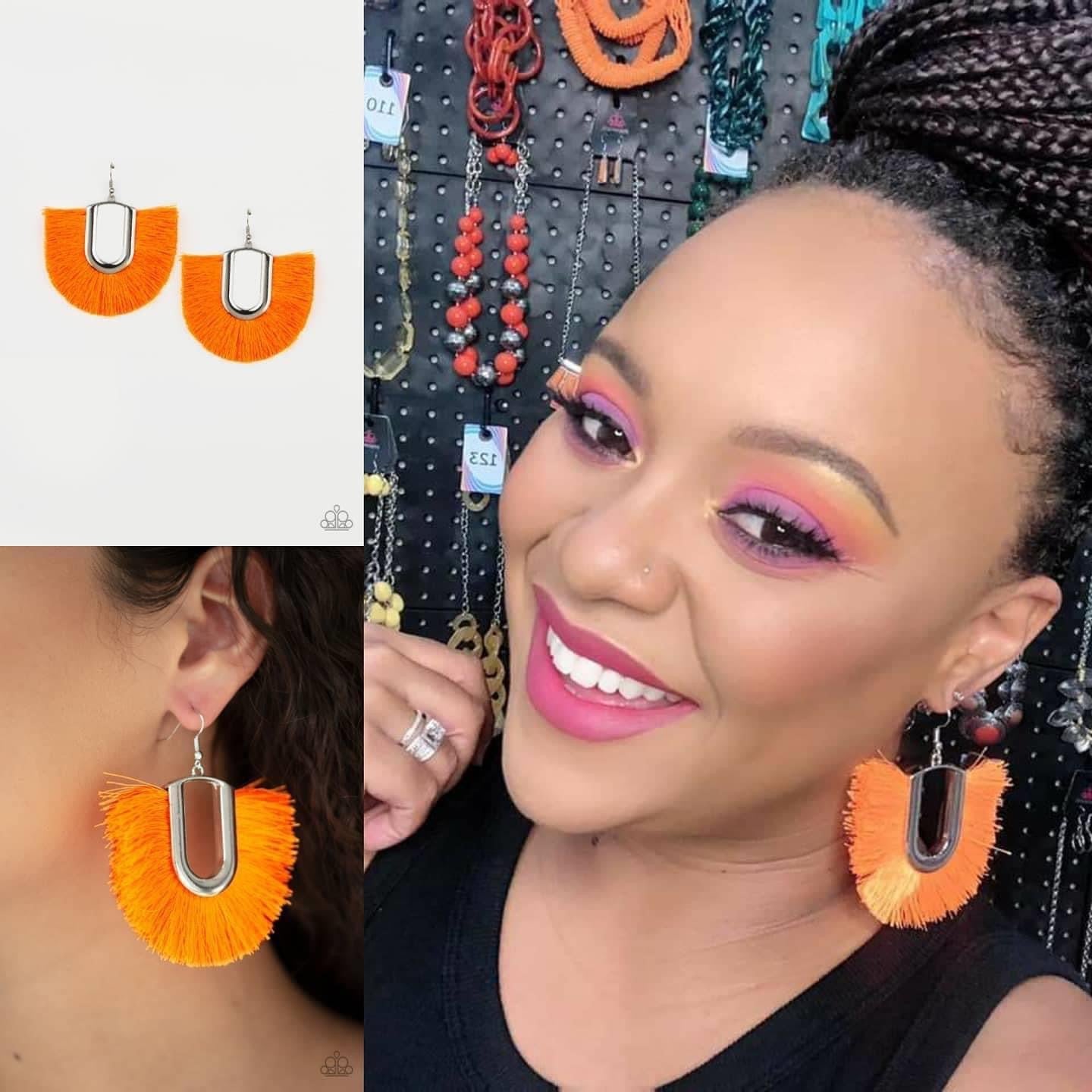 Paparazzi- Tassel Tropicana - Orange Earrings