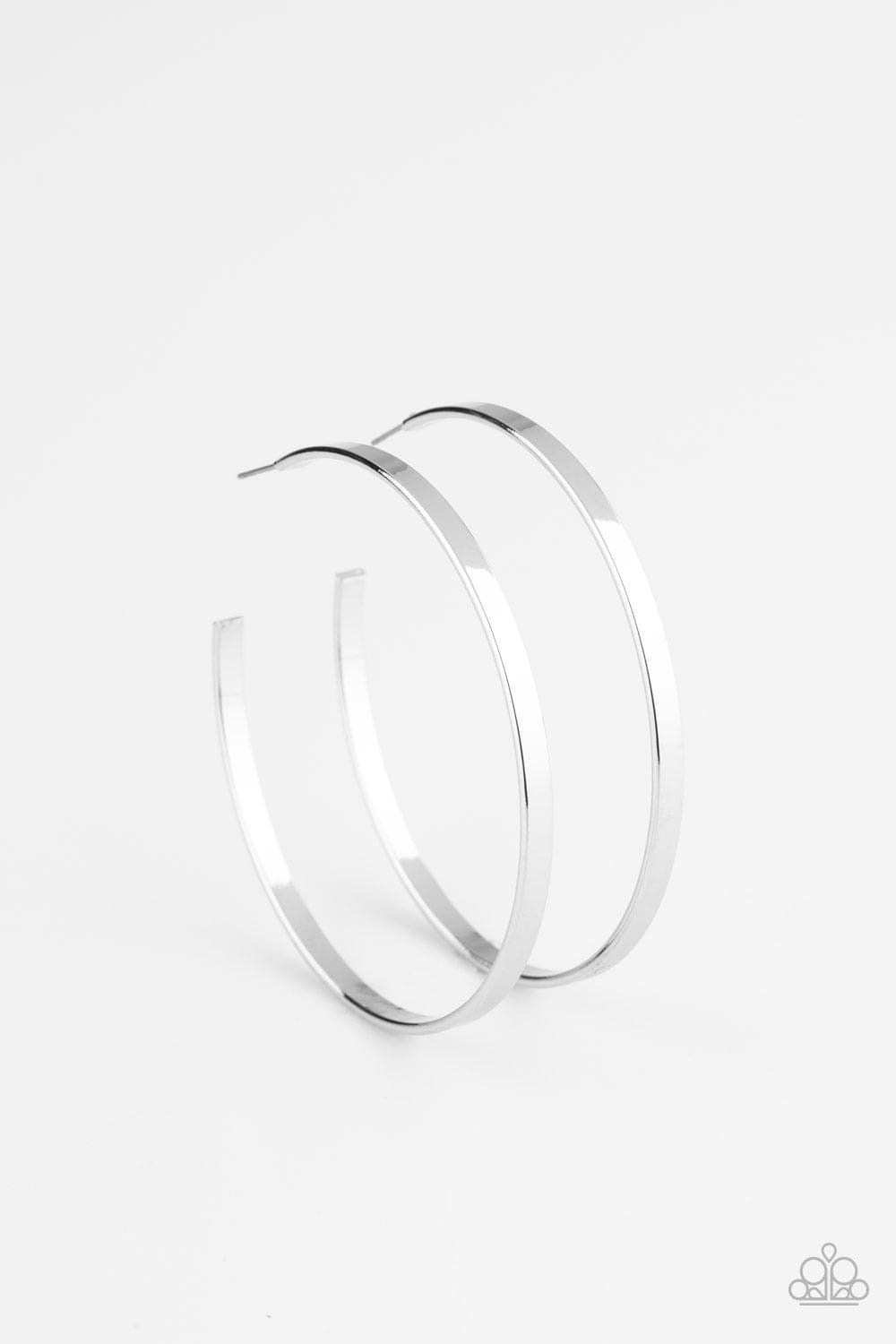 Paparazzi- Lean Into The Curves Silver Hoop Earrings