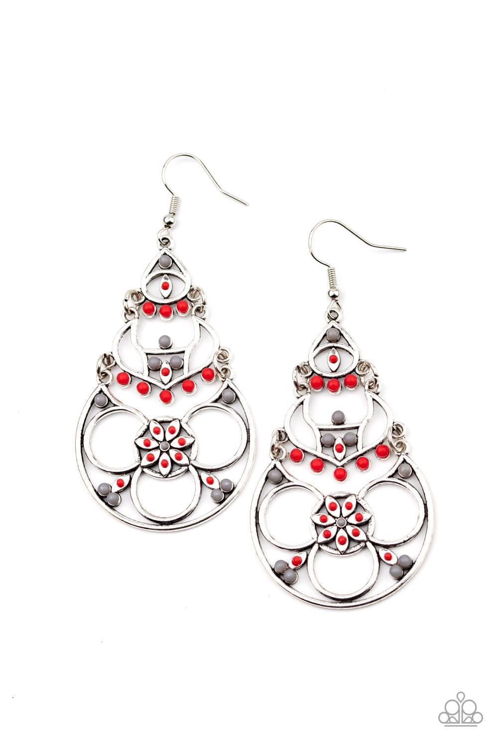 Paparazzi - Garden Melody - Red Earrings