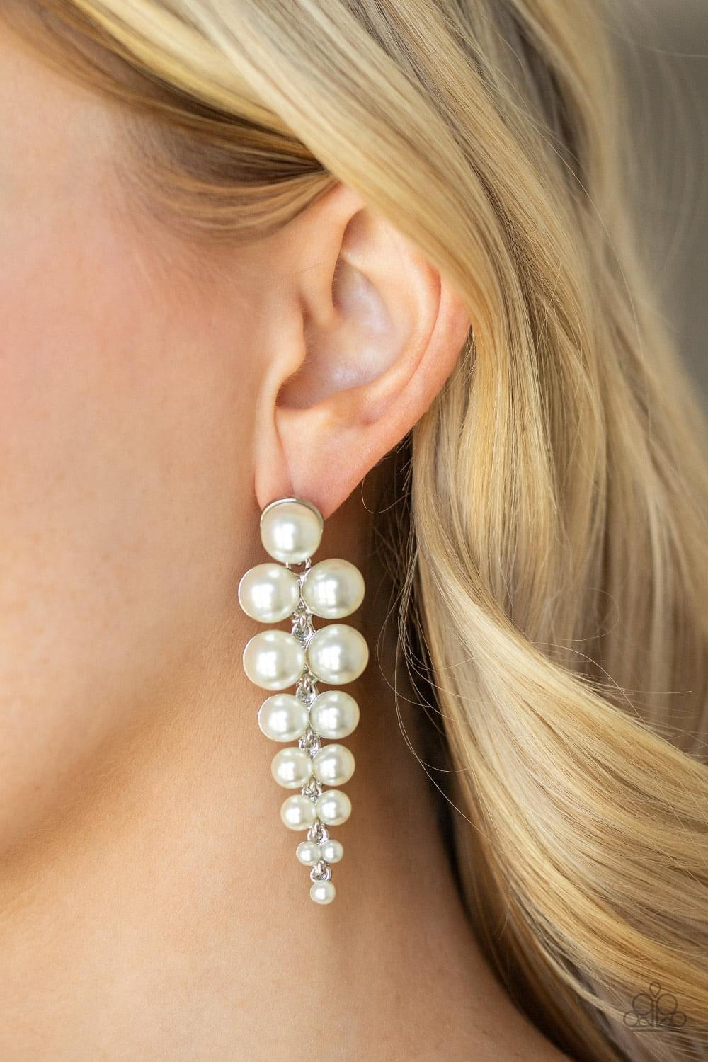 Paparazzi - Totally Tribeca - White Earrings