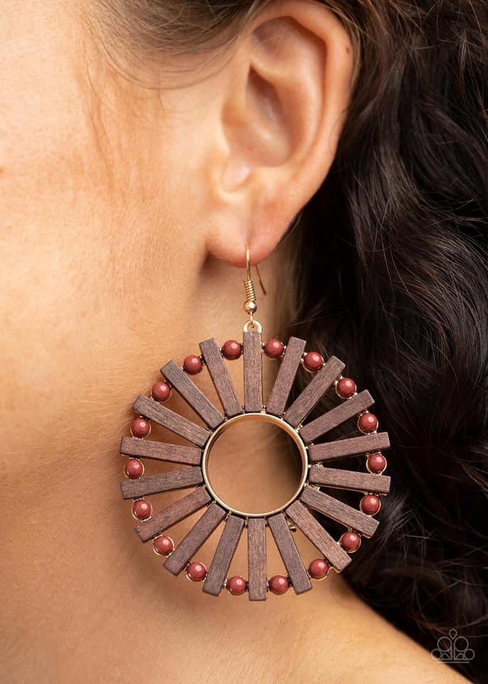 Paparazzi - Solar Flare Brown Earrings