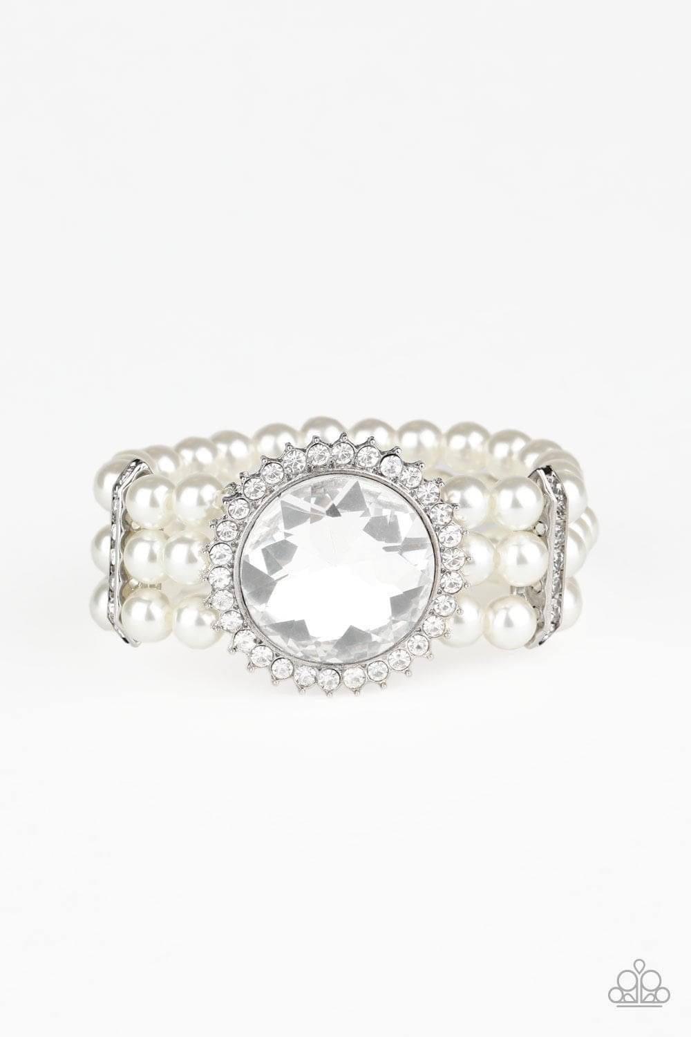 Paparazzi - Speechless Sparkle - White Bracelet