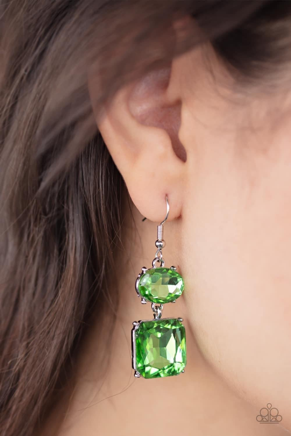 Paparazzi- All ICE On Me - Green Earrings