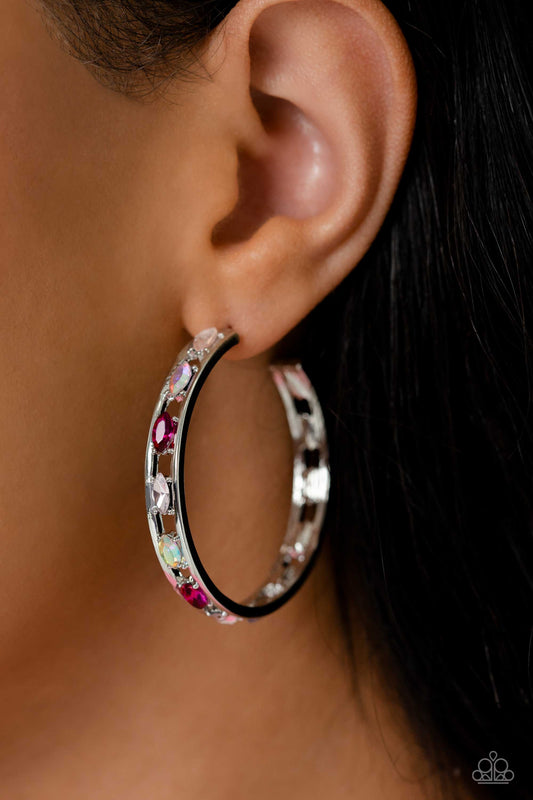 Paparazzi - The Gem Fairy - Pink Hoop Earrings