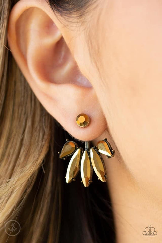 Paparazzi - Stunningly Striking Brass Post Earrings