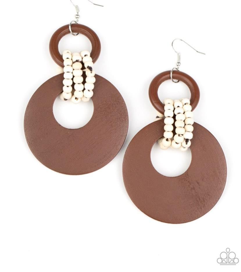 Paparazzi - Beach Day Drama Brown Earrings