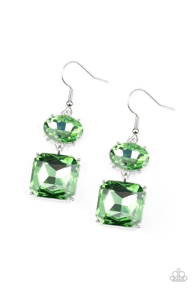 Paparazzi- All ICE On Me - Green Earrings