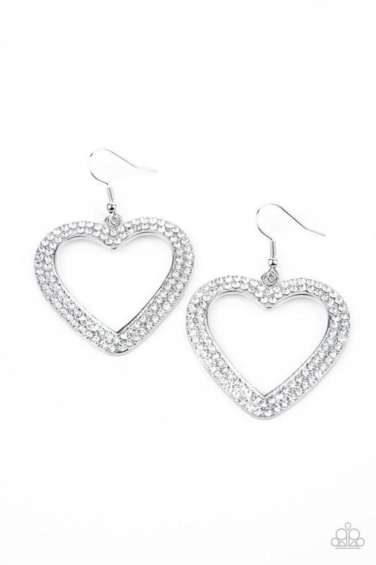 Paparazzi - GLISTEN To Your Heart - White Earrings