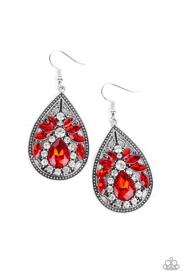 Paparazzi - Candlelight Sparkle Red Earrings