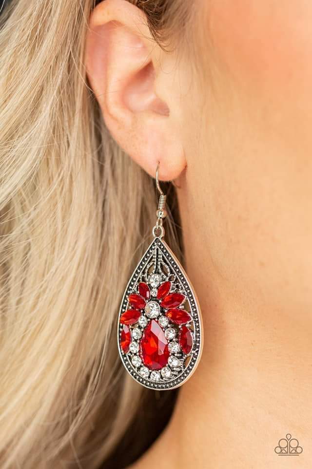 Paparazzi - Candlelight Sparkle Red Earrings